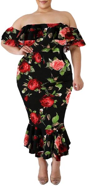 women plus size off shoulder long formal dress floral evening gown i7se#, White;black
women plus size off shoulder long formal dress floral evening gown i7se#, White;black