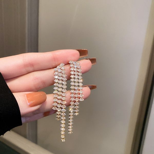 real gold electroplated silver needle full diamond earrings female european and american exaggerating temperament long tassel earrings perso, Golden
real gold electroplated silver needle full diamond earrings female european and american exaggerating temperament long tassel earrings perso, Golden