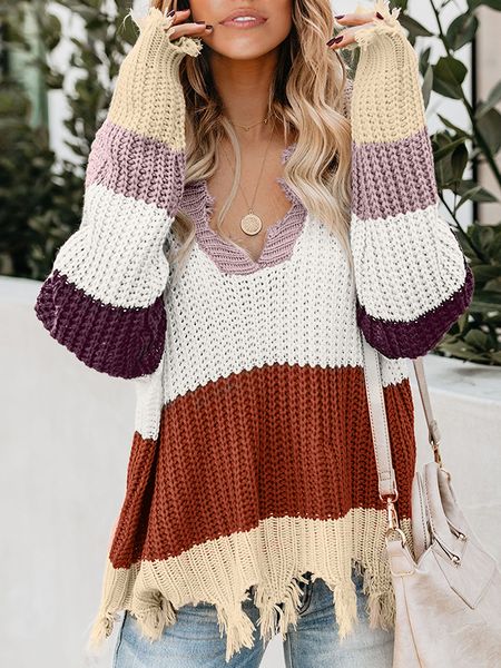 autumn winter casual striped pullovers women ripped distressed knitted sweaters v neck loose long sleeve knitwear female jumpers 220816, White;black
autumn winter casual striped pullovers women ripped distressed knitted sweaters v neck loose long sleeve knitwear female jumpers 220816, White;black
