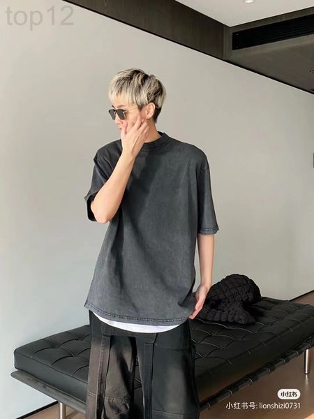 women's t-shirt designer chaopai 22 early spring new round neck t-shirt washed and made old dark gray short sleeve men's women, White
women's t-shirt designer chaopai 22 early spring new round neck t-shirt washed and made old dark gray short sleeve men's women, White