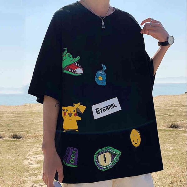 summer men's large short sved t-shirt, male student korean style, loose and simple round neck, half sved cloth, men's wear, White;black
summer men's large short sved t-shirt, male student korean style, loose and simple round neck, half sved cloth, men's wear, White;black