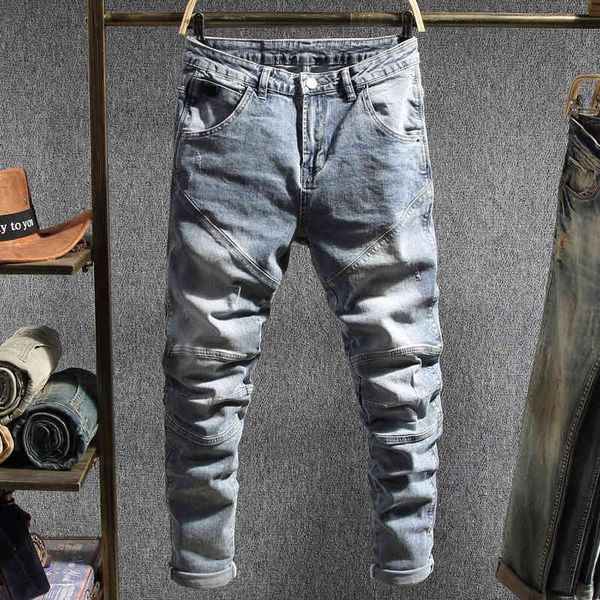 men's jeans high street used motorcycle stitching jeans men's fashion embroidery elastic water wash slim pants sqke, Blue
men's jeans high street used motorcycle stitching jeans men's fashion embroidery elastic water wash slim pants sqke, Blue