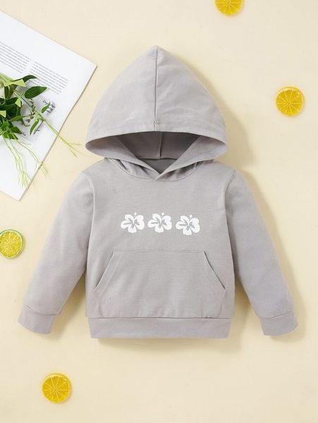 baby floral print hoodie she, Black