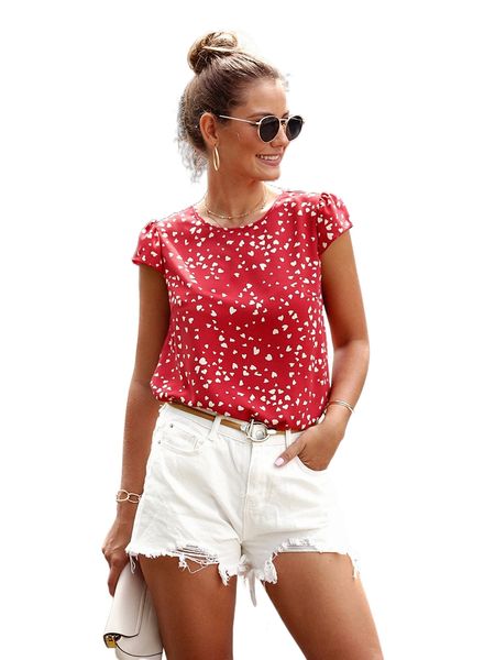 allover heart print key hole back blouse d43g#, White
allover heart print key hole back blouse d43g#, White