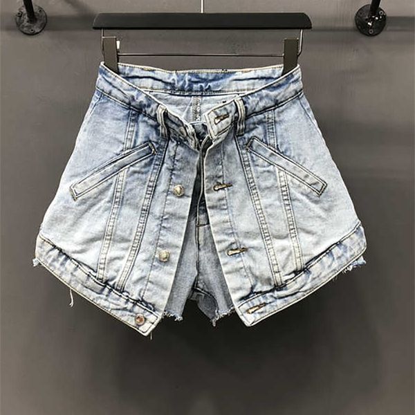 deat solid women s fake two pieces of high waist a line thin denim shorts street style mall goth summer gx471 220629, White;black
deat solid women s fake two pieces of high waist a line thin denim shorts street style mall goth summer gx471 220629, White;black