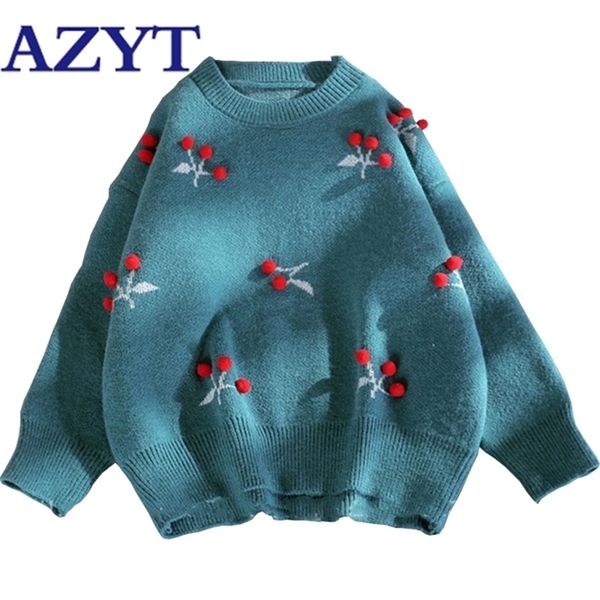 azyt 3d plush ball decoration sweater women's pullover casual loose knit jumpers sweater coat harajuku bf female sweater 201221, White;black
azyt 3d plush ball decoration sweater women's pullover casual loose knit jumpers sweater coat harajuku bf female sweater 201221, White;black