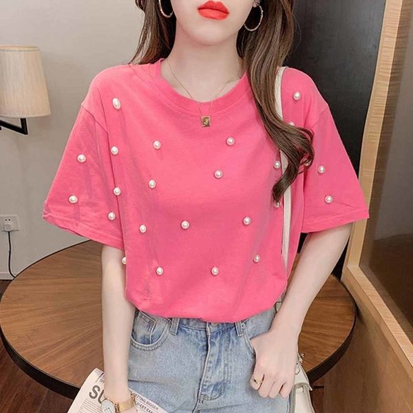 summer beading pearls short sleeve t shirt women korean fashion thin cotton o-neck s-xl clothes 0613, White
summer beading pearls short sleeve t shirt women korean fashion thin cotton o-neck s-xl clothes 0613, White
