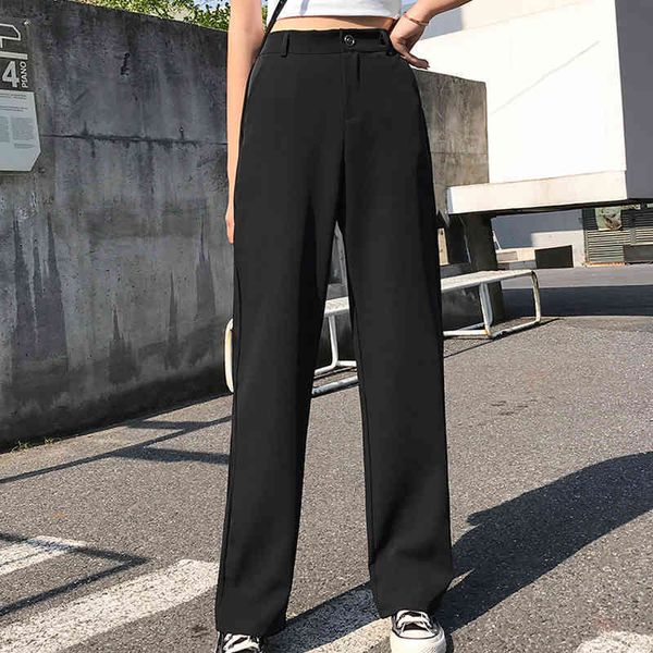 korean woman pants high waist fulllength black straight trousers summer thin suits pants flat trouser female wide leg trouser 210412, Black;white
korean woman pants high waist fulllength black straight trousers summer thin suits pants flat trouser female wide leg trouser 210412, Black;white