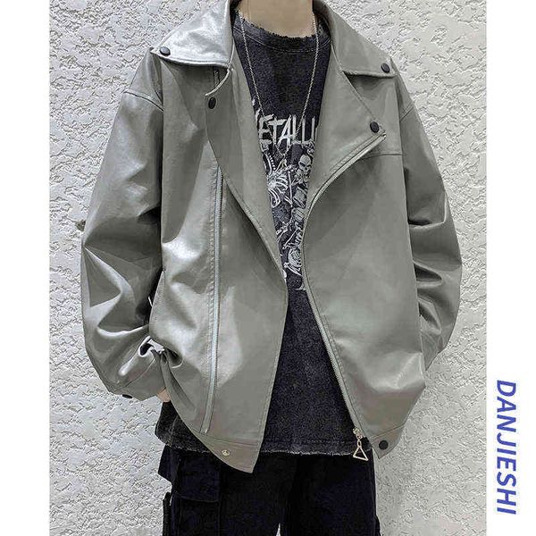 spring autumn new brand casual motor biker leather jacket coat men zipper outwear black gray faux leather jackets men t220728
spring autumn new brand casual motor biker leather jacket coat men zipper outwear black gray faux leather jackets men t220728
