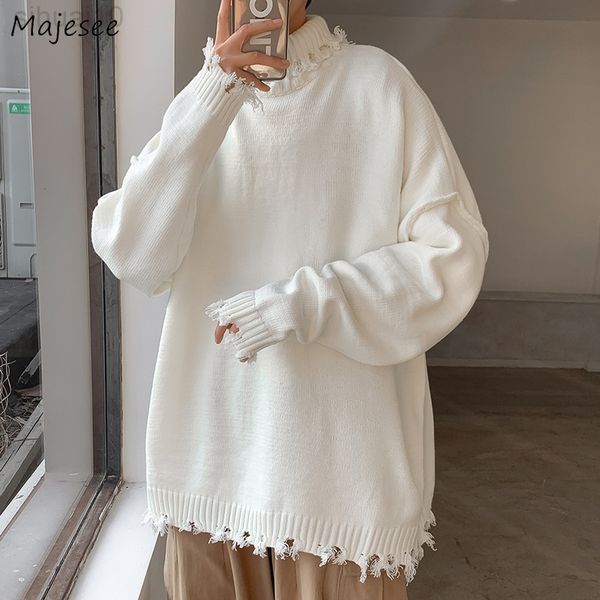 sweaters men ripped hole irregular knitting warm baggy mock neck sweater fashion couple korean style all-match streetwear new l220801, White;black
sweaters men ripped hole irregular knitting warm baggy mock neck sweater fashion couple korean style all-match streetwear new l220801, White;black