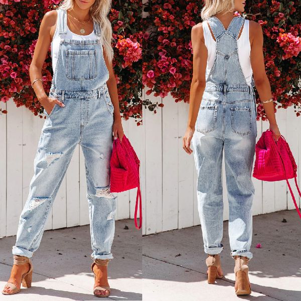 2022 autumn casual temperament jeans overalls ripped hole washed high waist women's denim, Blue
2022 autumn casual temperament jeans overalls ripped hole washed high waist women's denim, Blue