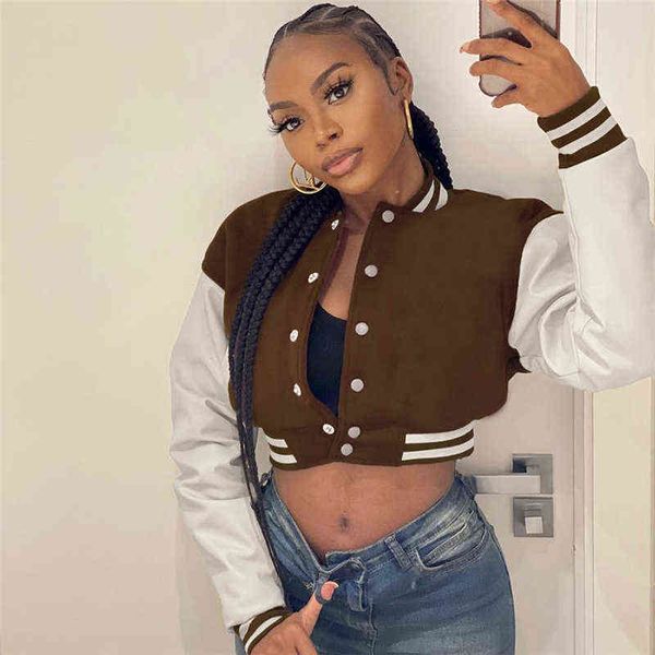 autumn and winter short women's jacket single-breasted slim stitching baseball uniform jacket l220714, Black
autumn and winter short women's jacket single-breasted slim stitching baseball uniform jacket l220714, Black