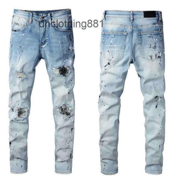 european and american designer men jeans pants trend amirs street spray paint light blue hole patch elastic tight legged jeans #82
european and american designer men jeans pants trend amirs street spray paint light blue hole patch elastic tight legged jeans #82