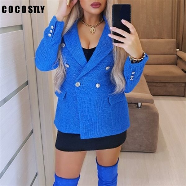 women jacket fashion tweed double breasted blazer coat vintage long sleeve flap pockets female outerwear veste femme 220513, White;black
women jacket fashion tweed double breasted blazer coat vintage long sleeve flap pockets female outerwear veste femme 220513, White;black