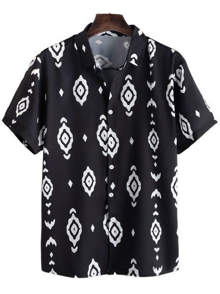men geo print shirt i5tz#, White;black