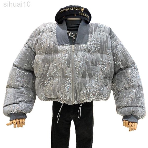 shiny sequins jacket women winter cotton cropped zipper long sleeve drawstring loose warm lady coats high street outwear l220730, Black
shiny sequins jacket women winter cotton cropped zipper long sleeve drawstring loose warm lady coats high street outwear l220730, Black