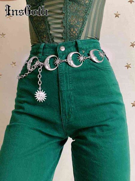 insgoth harajuku punk moon metal belts women vintage high waist chain gothic sun sliver pendant aesthetic female partywear t220722, Black;brown
insgoth harajuku punk moon metal belts women vintage high waist chain gothic sun sliver pendant aesthetic female partywear t220722, Black;brown