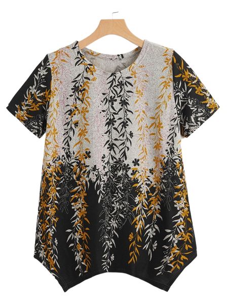 allover plants asymmetrical hem tee l3jy#, White
allover plants asymmetrical hem tee l3jy#, White