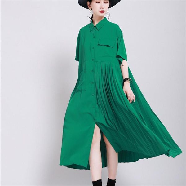 party dresses women's short sleeve pleated dress summer big pockets stitching mid-calf turn-down collar fashion 2022, White;black
party dresses women's short sleeve pleated dress summer big pockets stitching mid-calf turn-down collar fashion 2022, White;black