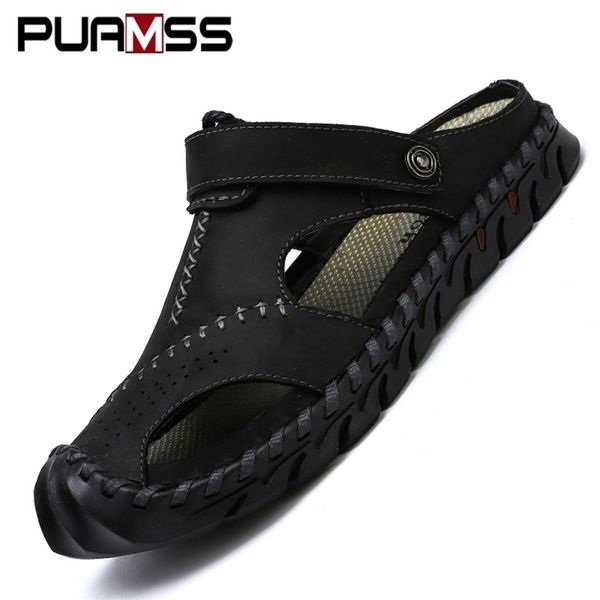 big size 48 men leather sandals summer classic shoes slippers soft roman comfortable outdoor walking footwear 220611, Black
big size 48 men leather sandals summer classic shoes slippers soft roman comfortable outdoor walking footwear 220611, Black
