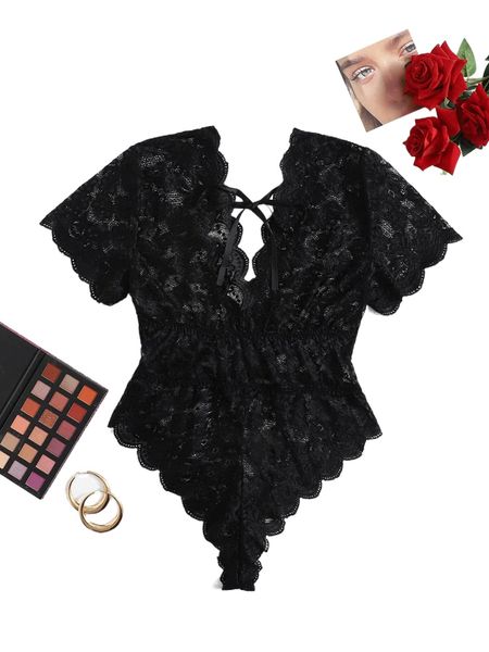 plus tie front scallop trim lace teddy bodysuit 20ba#, Black;white
plus tie front scallop trim lace teddy bodysuit 20ba#, Black;white