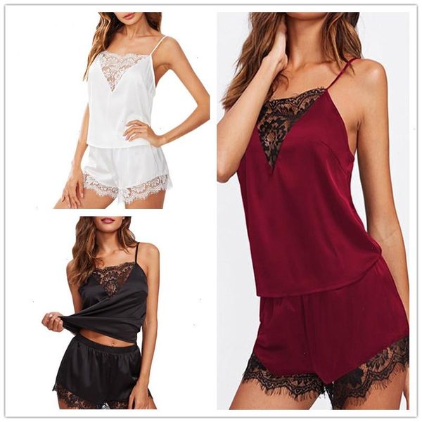 sleep lounge pajama set satin sleepwear women summer pyjama femme fashion flower pajamas for, Black;red
sleep lounge pajama set satin sleepwear women summer pyjama femme fashion flower pajamas for, Black;red