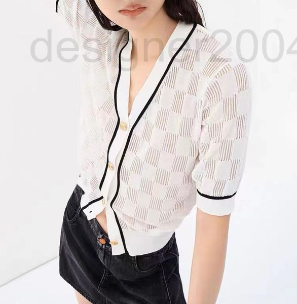 women's knits & tees designer shenzhen nanyou high-end mc home 22 summer new check knit cardigan v-neck short sleeve thin vz3o, White
women's knits & tees designer shenzhen nanyou high-end mc home 22 summer new check knit cardigan v-neck short sleeve thin vz3o, White