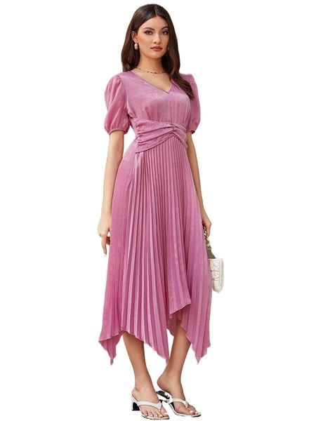 asymmetrical pleated hem satin a-line dress x32m#, Black;gray
asymmetrical pleated hem satin a-line dress x32m#, Black;gray