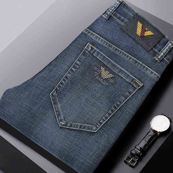 thin summer jeans men's elastic slim fit small straight tube embroidery brand soft, Blue
thin summer jeans men's elastic slim fit small straight tube embroidery brand soft, Blue