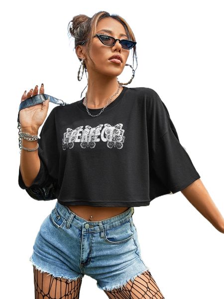 letter & butterfly print tee x6jh#, White
letter & butterfly print tee x6jh#, White