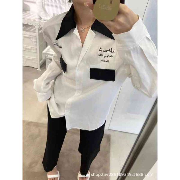women's blouses & shirts spring and summer black white color matching double pocket letter embroidery long sleeved shirt comfortable si
women's blouses & shirts spring and summer black white color matching double pocket letter embroidery long sleeved shirt comfortable si
