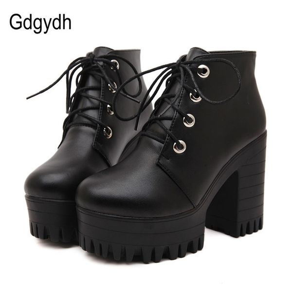 gdgydh brand designers new spring autumn women shoes black high heels boots lacing platform ankle boots chunky heel leather 201106
gdgydh brand designers new spring autumn women shoes black high heels boots lacing platform ankle boots chunky heel leather 201106