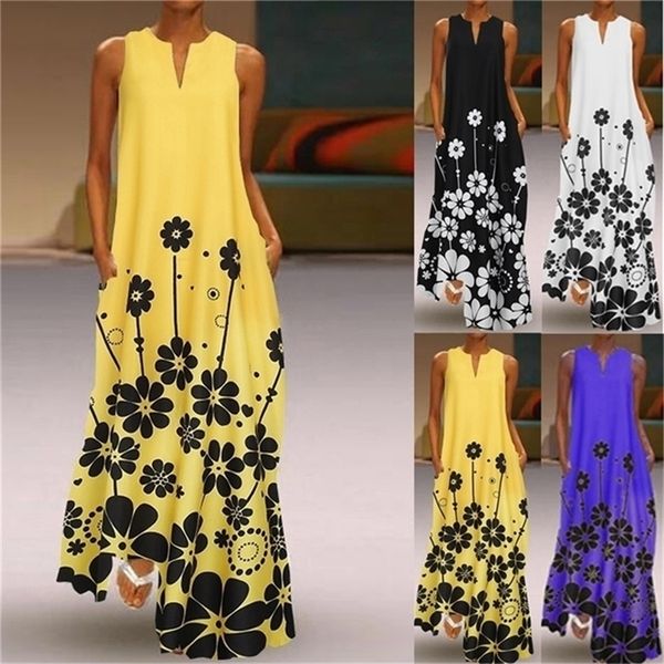 long maxi dress women s floral causal loose summer plus size beach 220613, Black;gray 
long maxi dress women s floral causal loose summer plus size beach 220613, Black;gray