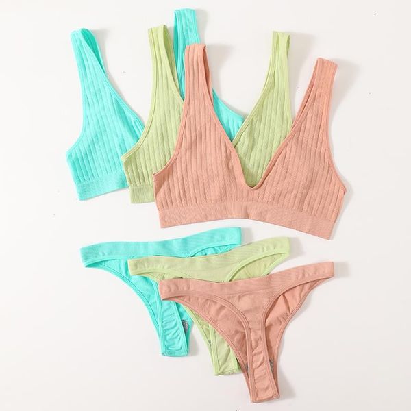 women deep v seamless bra set thong low waist panties ribbed back bralette wirebrassiere female intimates, Red;black
women deep v seamless bra set thong low waist panties ribbed back bralette wirebrassiere female intimates, Red;black