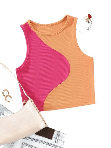 color block ribbed knit tank 59oz#, White
color block ribbed knit tank 59oz#, White