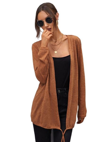 drawstring hem solid coat s8ik#, Black
drawstring hem solid coat s8ik#, Black