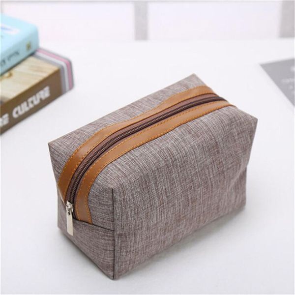 

Myyshop Portable Cosmetic Bag Simple Square Bags Commute Storage Customized Logo Zipper, Brown