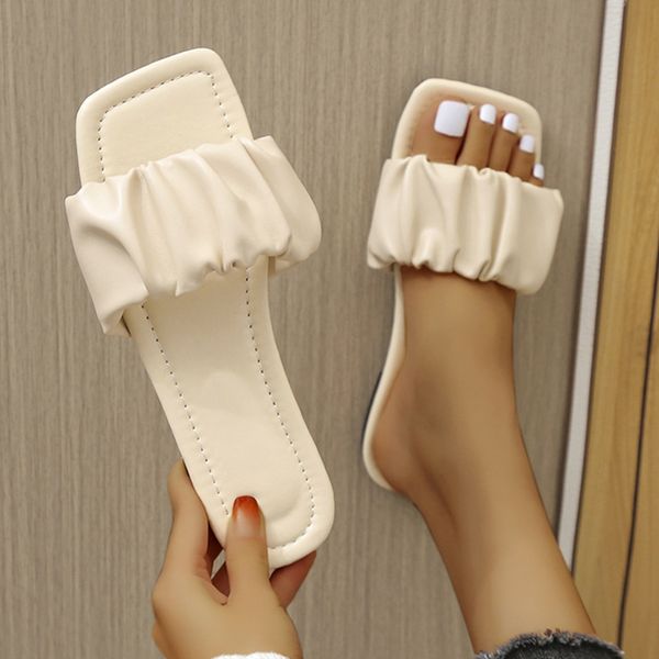 plateforme sandales pleated design women slippers flat bottom non-slip outdoor beach woman sandals comfortable solid color slid, Black
plateforme sandales pleated design women slippers flat bottom non-slip outdoor beach woman sandals comfortable solid color slid, Black