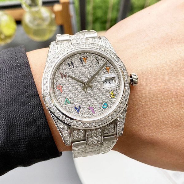 fashion full diamonds mens watch 41mm automatic mechanical watches sapphire luminous diamond bezel waterproof wristwatches montre de luxe, Slivery;brown
fashion full diamonds mens watch 41mm automatic mechanical watches sapphire luminous diamond bezel waterproof wristwatches montre de luxe, Slivery;brown