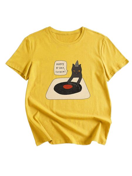 romwe x deskirl cartoon graphic tee c8go#, White
romwe x deskirl cartoon graphic tee c8go#, White