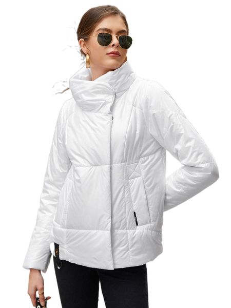 hailuozi high neck patch pocket puffer coat p2gm#, Black 
hailuozi high neck patch pocket puffer coat p2gm#, Black