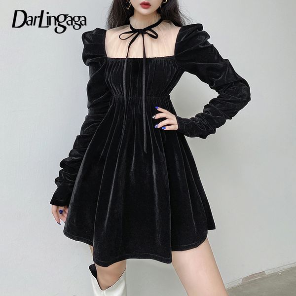 darlingaga fashion vintage black velour autumn winter pleated dress women mesh patchwork elegant party dresses lace up clothing, Black;gray
darlingaga fashion vintage black velour autumn winter pleated dress women mesh patchwork elegant party dresses lace up clothing, Black;gray