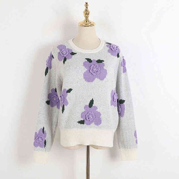 women's sweaters round neck sweater women's autumn, winter and spring purple three-dimensional flower loose knitted pullover 2o1c, White;black
women's sweaters round neck sweater women's autumn, winter and spring purple three-dimensional flower loose knitted pullover 2o1c, White;black