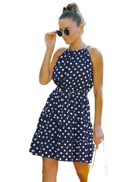 polka dot tie back ruffle hem belted halter dress d1wh#, Black;gray
polka dot tie back ruffle hem belted halter dress d1wh#, Black;gray