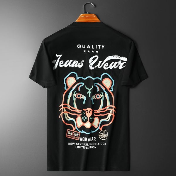 mens slightly wide cotton printed shortsleeved tshirt 2022 summer new simple european trend round neck top, White;black
mens slightly wide cotton printed shortsleeved tshirt 2022 summer new simple european trend round neck top, White;black
