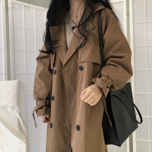 chic women trenchcoat casual women long outerwear loose overcoat autumn winter fashion double-breasted windbreaker femme l220725, Tan;black
chic women trenchcoat casual women long outerwear loose overcoat autumn winter fashion double-breasted windbreaker femme l220725, Tan;black