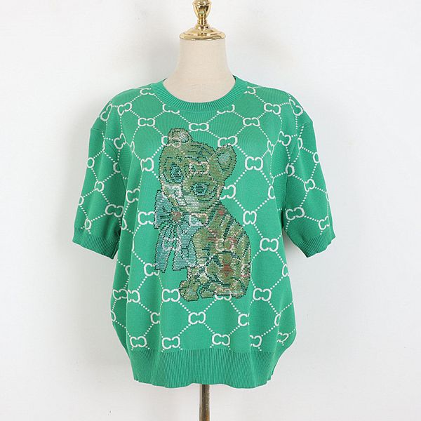 23 2022 milan runway spring summer brand same style sweater green beads short sleeve crew neck pullover womens dl, White;black 
23 2022 milan runway spring summer brand same style sweater green beads short sleeve crew neck pullover womens dl, White;black