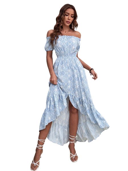 allover print frill r.uffle trim h.igh low h.em o.ff s.houlder d.ress z3sr#, Black;gray
allover print frill r.uffle trim h.igh low h.em o.ff s.houlder d.ress z3sr#, Black;gray