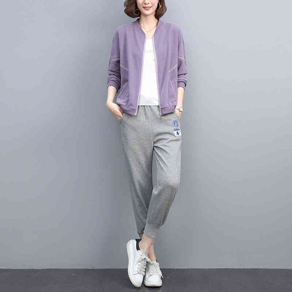 women's two piece pants leisure sports suit women's spring and autumn fashion foreign style small mother's age reducing sweat, White
women's two piece pants leisure sports suit women's spring and autumn fashion foreign style small mother's age reducing sweat, White