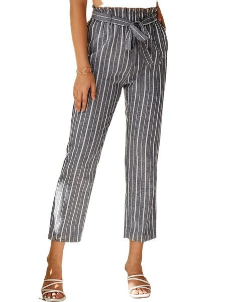 vertical striped belted paperbag pants n3fe#, Black;white
vertical striped belted paperbag pants n3fe#, Black;white